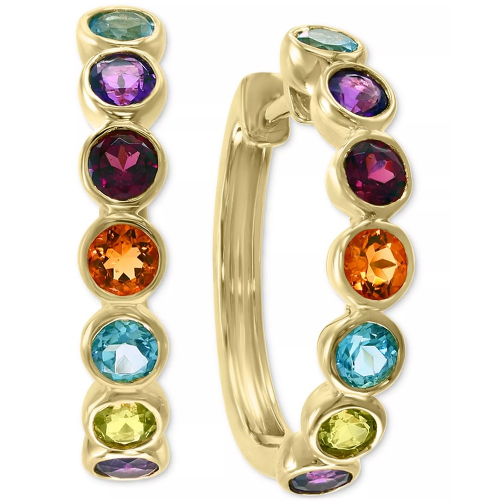 EFFY Collection Multi-Gemstone Hoop Earrings – 14K Gold-Plated Sterling Silver